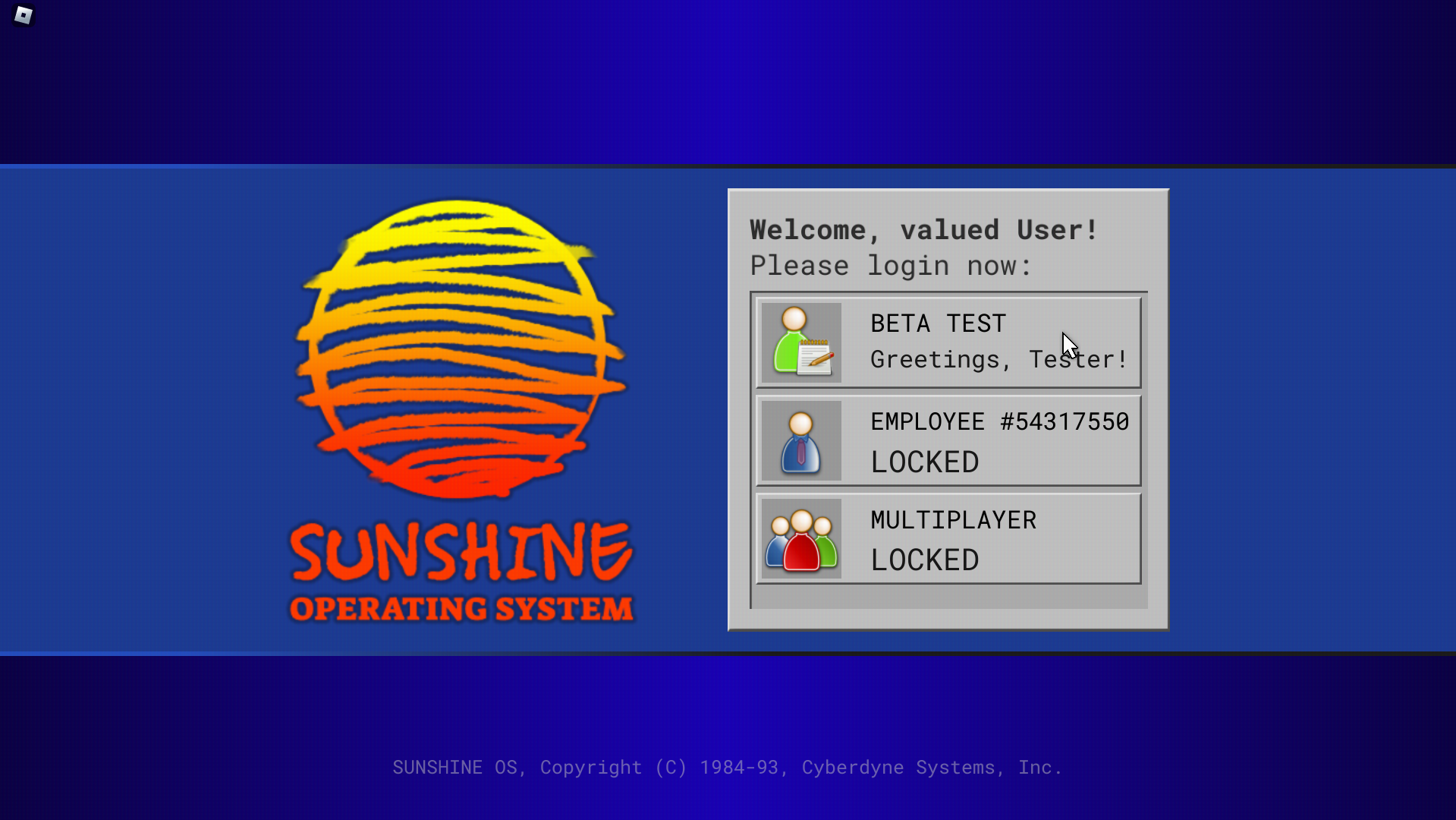 SunshineOS login screen